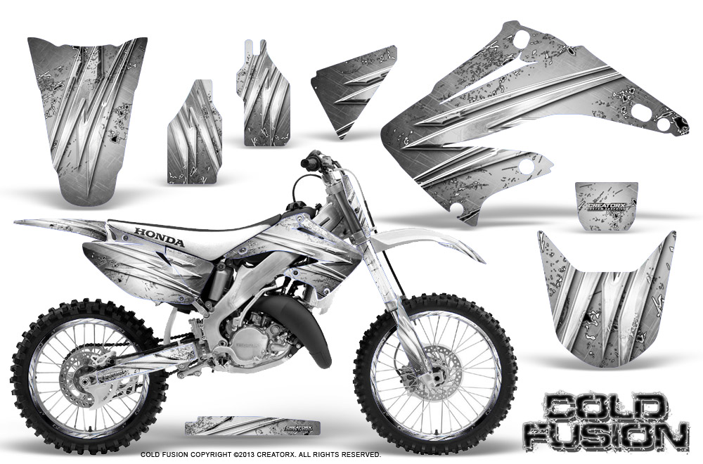 Honda CR125 CR250 02-10 Graphics Kit Cold Fusion White NP Rims